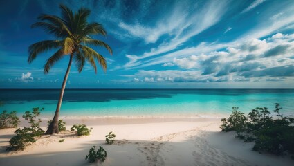 Fototapeta premium Infinite beachside retreat in a tropical island