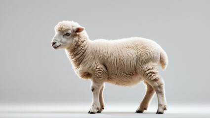 Obraz premium Young lamb smiling against green farm backdrop