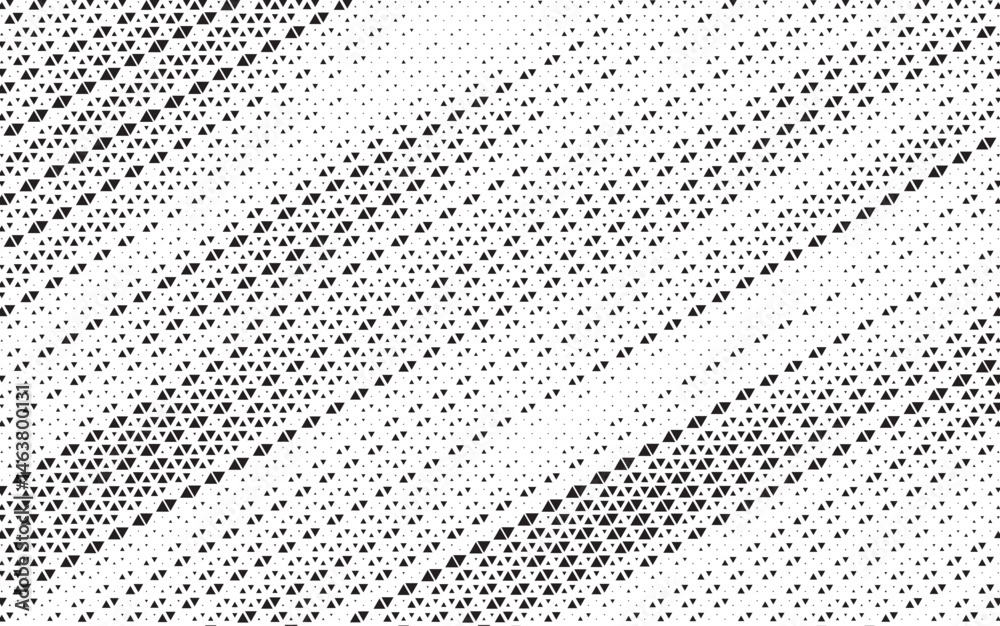 Leinwandbilder Triangular halftone texture retro wave vector. Geometric technology abstract diagonal dotted background. Half tone triangles retro comic pattern. Minimal 80s style dynamic tech structure wallpaper.	