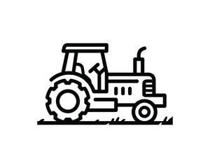 Fototapeta premium Tractor on a farm field agriculture vehicle simple outline