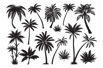 Naklejka premium Palm Tree Silhouettes Tropical Island Vector