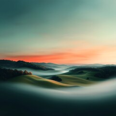 Fototapeta premium Serene pastel toned rural landscape at dawn or dusk