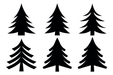 Obraz premium Christmas Tree Silhouettes Vector Holiday, Pine, Star