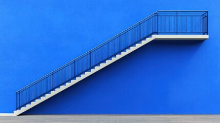 Fototapeta premium Modern stairway against vivid blue wall