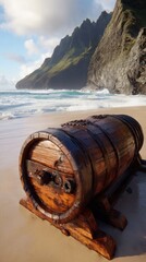 Fototapeta premium Wooden treasure chest on a beach