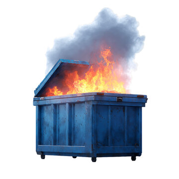 Burning Dumpster with Smoke and Flames, PNG