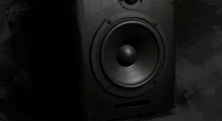 Black Studio Speaker Illustration With Detailed Elements On Dark Background
