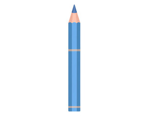 A blue colored pencil with a sharpened tip is shown vertically.