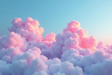 Wavy clouds drift across a serene sky with soft pink and blue hues, serene, gentle, blue