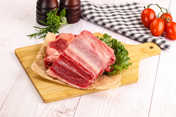 Raw beef rib for cooking