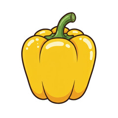 Yellow Bell Pepper Cartoon Illustration, isolated on transparent background.