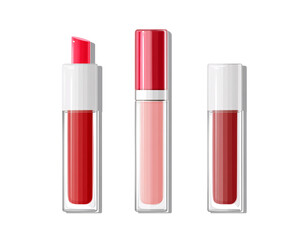 a group of different lip glosses