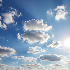 Obraz premium Blue Sky With Cumulus Clouds and Bright Sunlight During Daytime