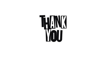 Bold Typography Phrase Thank You In Funky Cutout Style With Geometric Magazine Letter Shapes. Creative Message Of Gratitude For Cards, Notes, Or Prints. Vector Illustration
