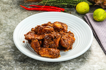 Indian cuisine - Vindaloo fish with spices