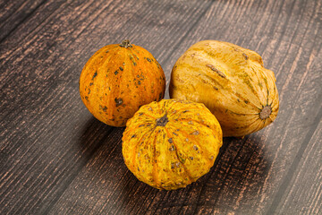 Decorative yelow pampkin seasonal vegetables