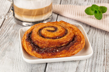Homemade cinnabon swirl pastry with cinnamon