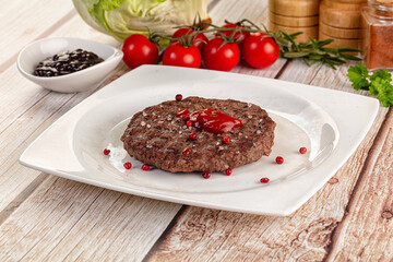 Grilled juicy beef cutlet for burger