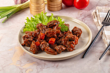 Hungarian goulash with beef meat