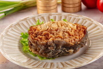 Roasted cod fish fillet piece