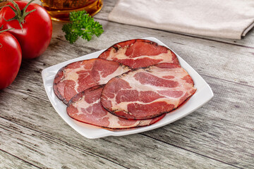 Italian Cured pork neck slices