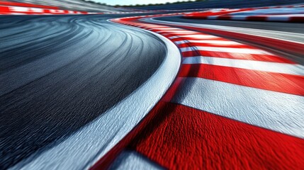 Fast curved racing track's dynamic motion.