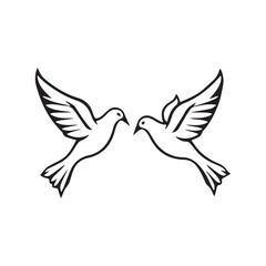 Dove Icon on Black and White Vector Backgrounds