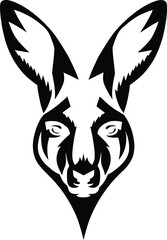 Fototapeta premium Geometric Kangaroo Head Vector Silhouette Featuring Bold, Angular Lines and Symmetrical Design, Ideal for Logos, Tattoos, Wildlife Illustrations, and Abstract Graphics