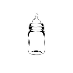 Hand drawn vector baby bottle isolated on white