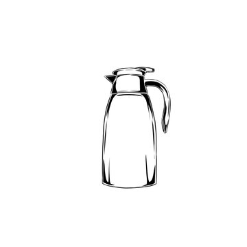 hand drawn teapot with white background