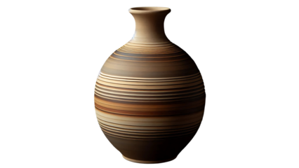 clay vase or pot isolated on white or transparent png