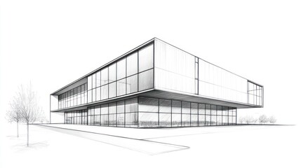 Architectural Design: Modern Building Sketch