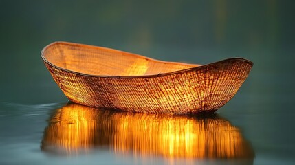 Glowing Wooden Boat on Water