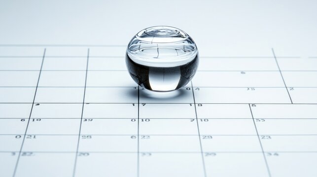 Crystal Sphere on Calendar: Planning and Time Management Concept