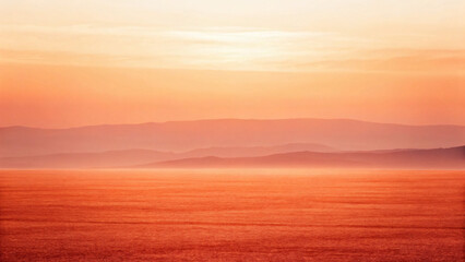 Fototapeta premium Serene Sunset Over Calm Waters with Soft Orange and Pink Hues in Background Landscape