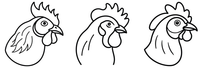Chicken Head Line Art in Unique Styles