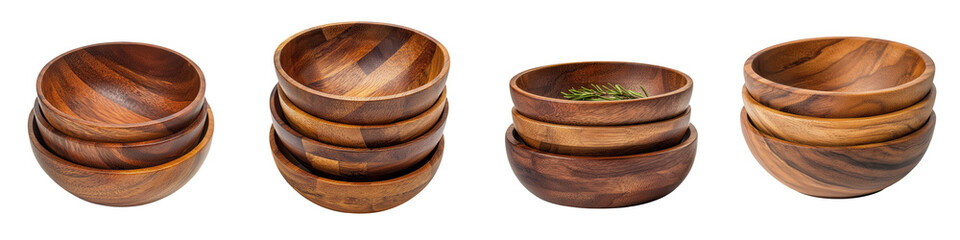 Set of wooden bowls for serving and cooking