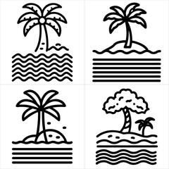 beach tree icon set
