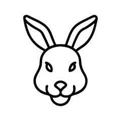 Rabbit Head Icon – Bunny Face Outline Vector Illustration