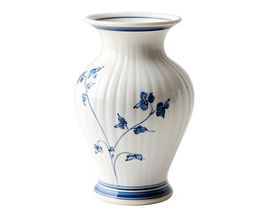 a white and blue vase
