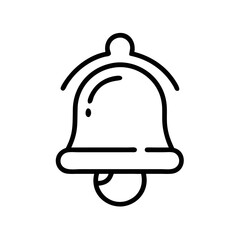 Notification Bell Icon Line Art – Minimal Alert Symbol Outline Illustration