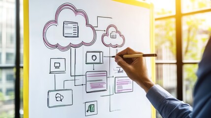 Cloud Computing System Architecture Design whiteboard illustration