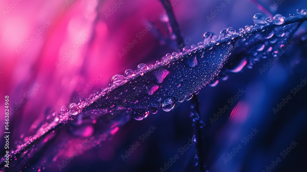 Wall mural a stunning close-up of a leaf adorned with delicate water droplets. the vibrant colors blend harmoni
