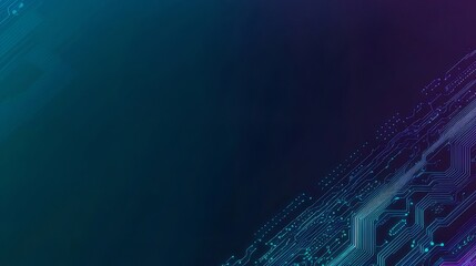 抽象的な青と紫の未来的なテクノロジー背景 デジタル回路のパターン デザインと電気ネットワーク システムの接続