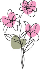 Vector illustration showcases a beautiful pink flower with abstract floral design, embodying spring nature and artistic beauty