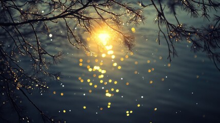 Enchanted Winter Lake: A Serene Sunset Reflection