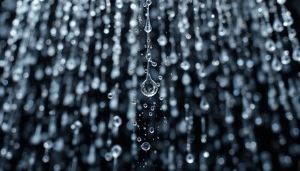A mesmerizing macro shot captures the beauty and fluidity of water, as droplets fall in a cascade