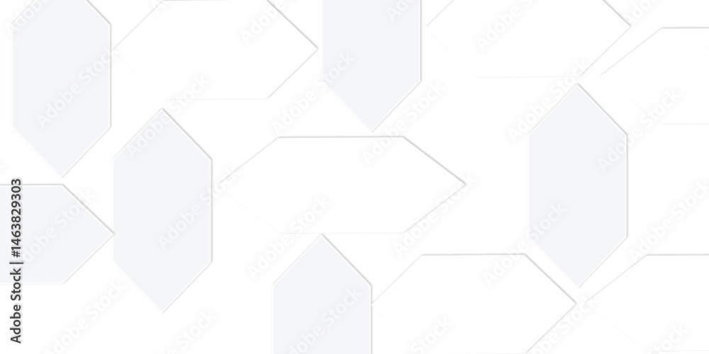 Poster light gray and whit hexagon 3d effect pattern with shadow seamless texture background. use for book,