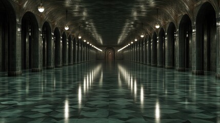 Fototapeta premium Mysterious Marble Hallway: A Long Exposure Photography of an Enigmatic Interior