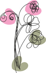 Hand-drawn floral vector illustration with delicate rose blossoms and leaf patterns